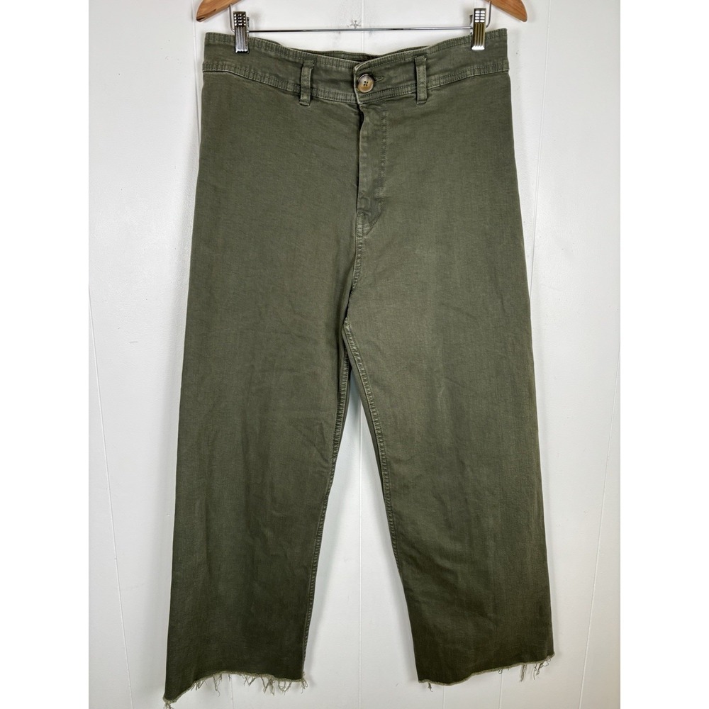 Mo Jeans Wide Men's Khaki Raw Hem Jeans 33x26.5" High Waist Stretch Portugal